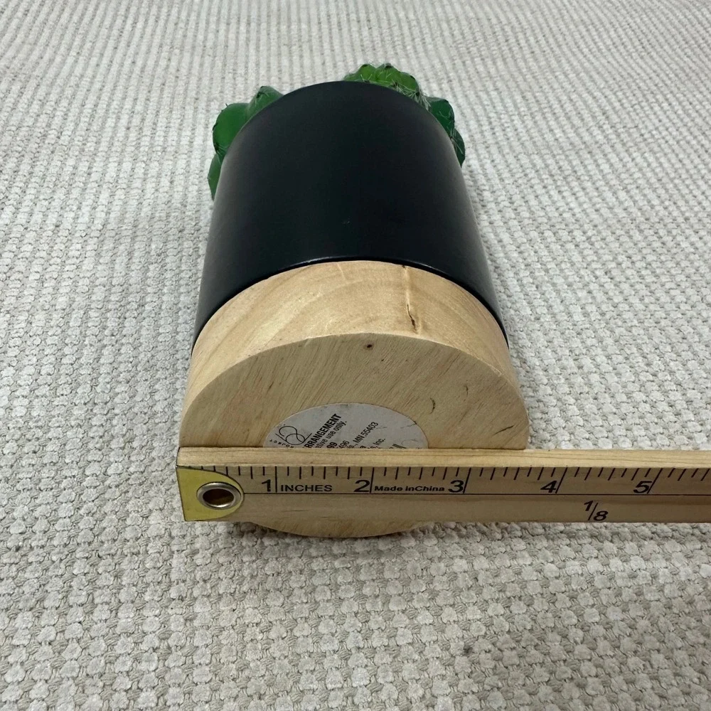 Project 62 Faux Cactus Tabletop Arrangement Black‎ Pot Wood Base 8.5 Inch Green